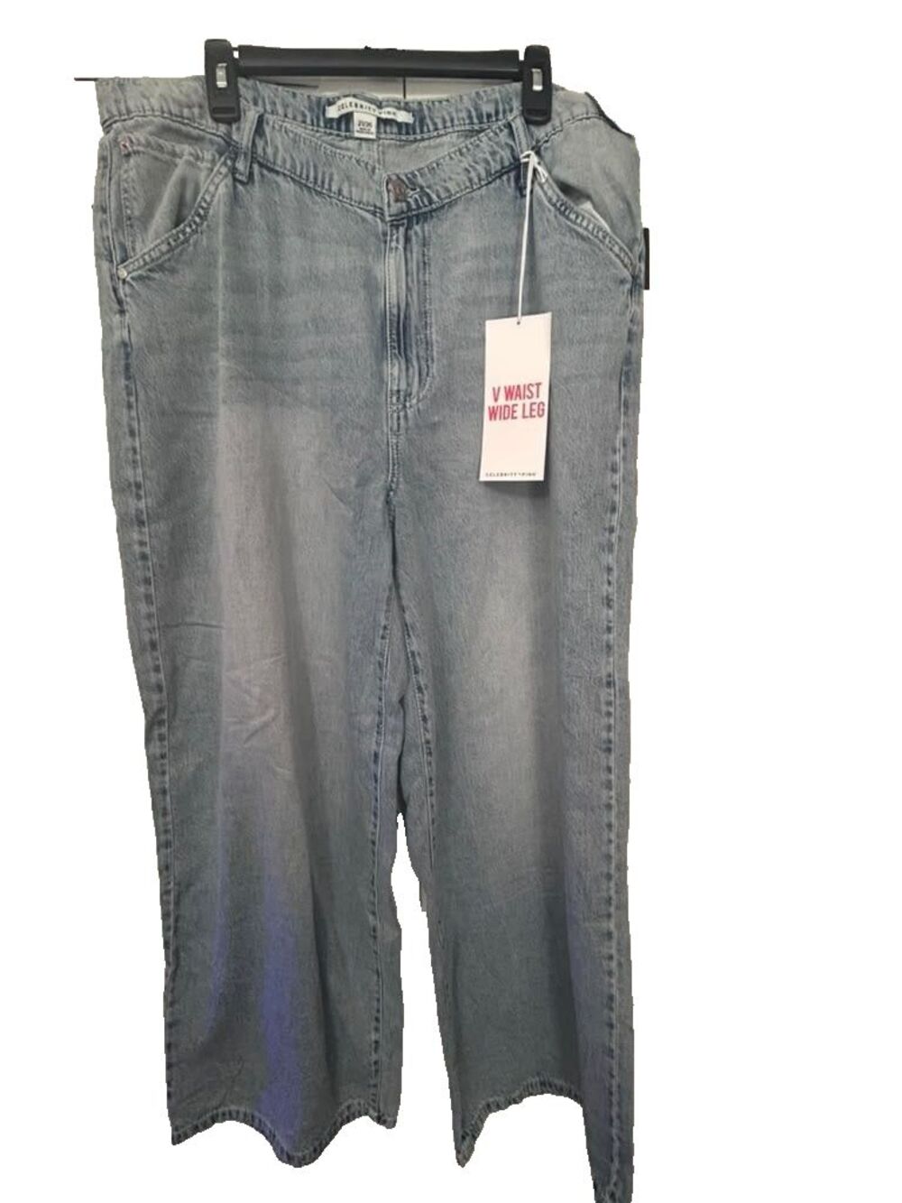 Celebrity Pink Wide Leg Jeans Women Size 21/32 V Waist Light Wash Denim New